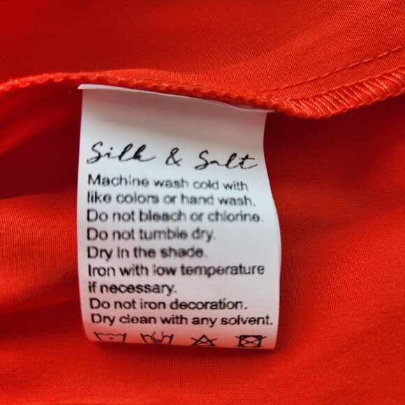 Silk & Salt Smocked Tiered Orange Maxi Dress Flowy Lightweight Summer Boho Cute - Picture 10 of 11